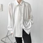 Pleated Asymmetrical Long Sleeve Shirt