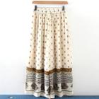 Drawstring Printed Skirt Off-white - M