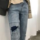 Distressed Patch Jeans