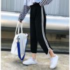 Contrast-trim Wide-leg Cropped Sweatpants
