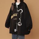 Bear Print Lettering Jacket