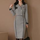 Set: Double-breasted Houndstooth Blazer + Houndstooth Sheath Skirt