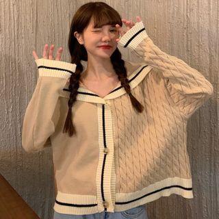Collared Paneled Cardigan