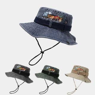 Train Embroidered Denim Bucket Hat