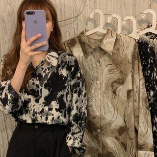 Printed Two Tone Oversize Shirt