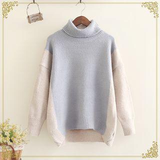 Turtleneck Color Panel Sweater