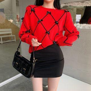 Round Neck Bow-accent Sweater
