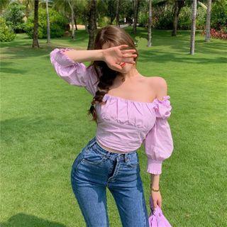 Cold Shoulder 3/4-sleeve Top Purple - One Size