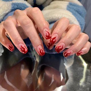 Flame Faux Nail Patch Red - One Size