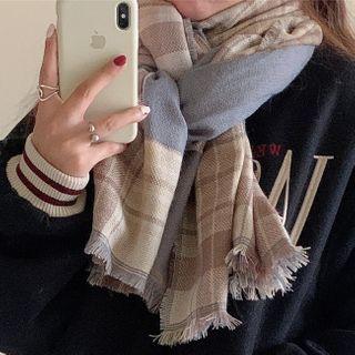 Color Panel Plaid Scarf As Shown In Figure - One Size