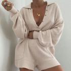 Long-sleeve Polo-neck Romper