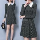 Pinstripe Mini Long-sleeve A-line Dress