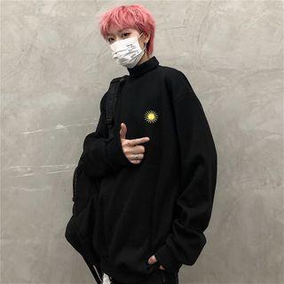 Sun Embroidered Mock-neck Sweatshirt