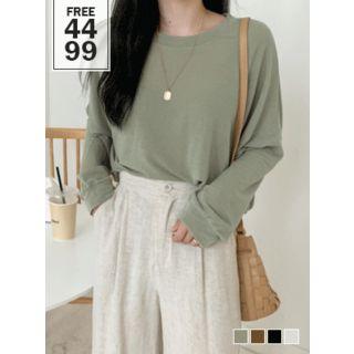 Drop-shoulder Oversized Linen Blend T-shirt