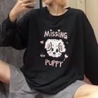 Dog Print Long-sleeve Oversize Top/ Unicorn Headband