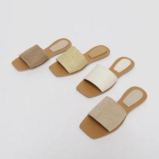 Linen Band Slide Sandals