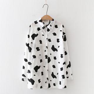 Milk Cow Print Shirt White - One Size