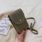 Embroidered Trim Flap Crossbody Bag Ash Green - One Size