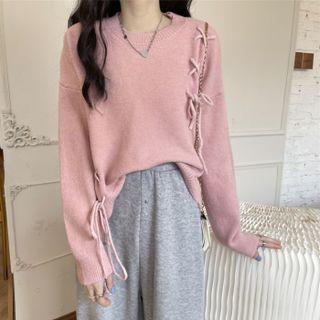 Lace-up Oversized Sweater