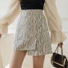 Zebra Printed Asymmetrical Hem Mini Skirt