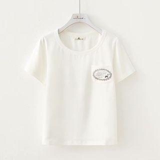 Animal Print Short-sleeve T-shirt White - One Size