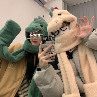 Dinosaur Embroidered Hooded Scarf