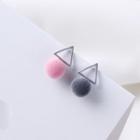 925 Sterling Silver Triangle Pompom Stud Earring