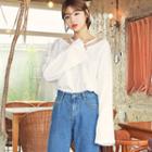 Long-sleeve Cutout-detail Loose-fit Knit Top