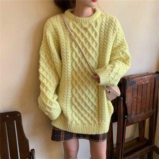 Round-neck Linen Flower Long-sleeve Sweater