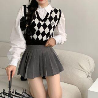 Diamond Pattern Sweater Vest / Shirt
