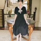 Bow Short-sleeve Midi A-line Dress
