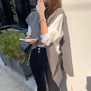 Turtle-neck Asymmetric Sweater Vest
