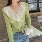 Flared-cuff Ribbed Cardigan
