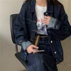 Long-sleeve Vintage Demin Jacket / High-waist Skirt