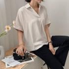 Dolman-sleeve Open-placket Blouse