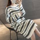 Long-sleeve Striped Shift Knit Dress