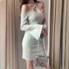 Cross Halter Off-shoulder Skinny Dress