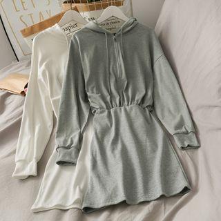 Half-zip Mock Two-piece Hooded Mini Dress