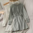 Half-zip Mock Two-piece Hooded Mini Dress