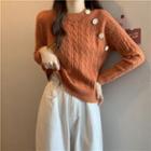 Cable Knit Button-up Sweater