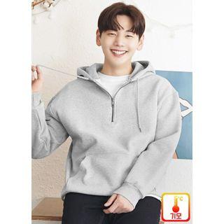 Hooded Brushed-fleece Lined Anorak Pullover