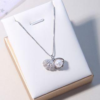 Shell Pendant Necklace Silver - One Size