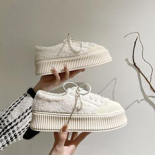 Platform Fleece Lace-up Shoes
