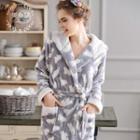 Polar Bear Print Coral Fleece Hooded Robe