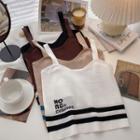 Lettering Striped Knit Camisole Top