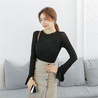 Long-sleeve Slit-cuff T-shirt