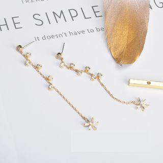 Rhinestone Dangle Earring 1 Pair - 925 Silver - As Shown In Figure - One Size