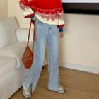 High-waist Wide Leg Slit Jeans
