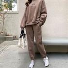 Set: Mickey Mouse Embroidered Napped Sweatshirt + Sweat Pants