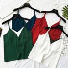 V-neck Color-block Cropped Camisole Top